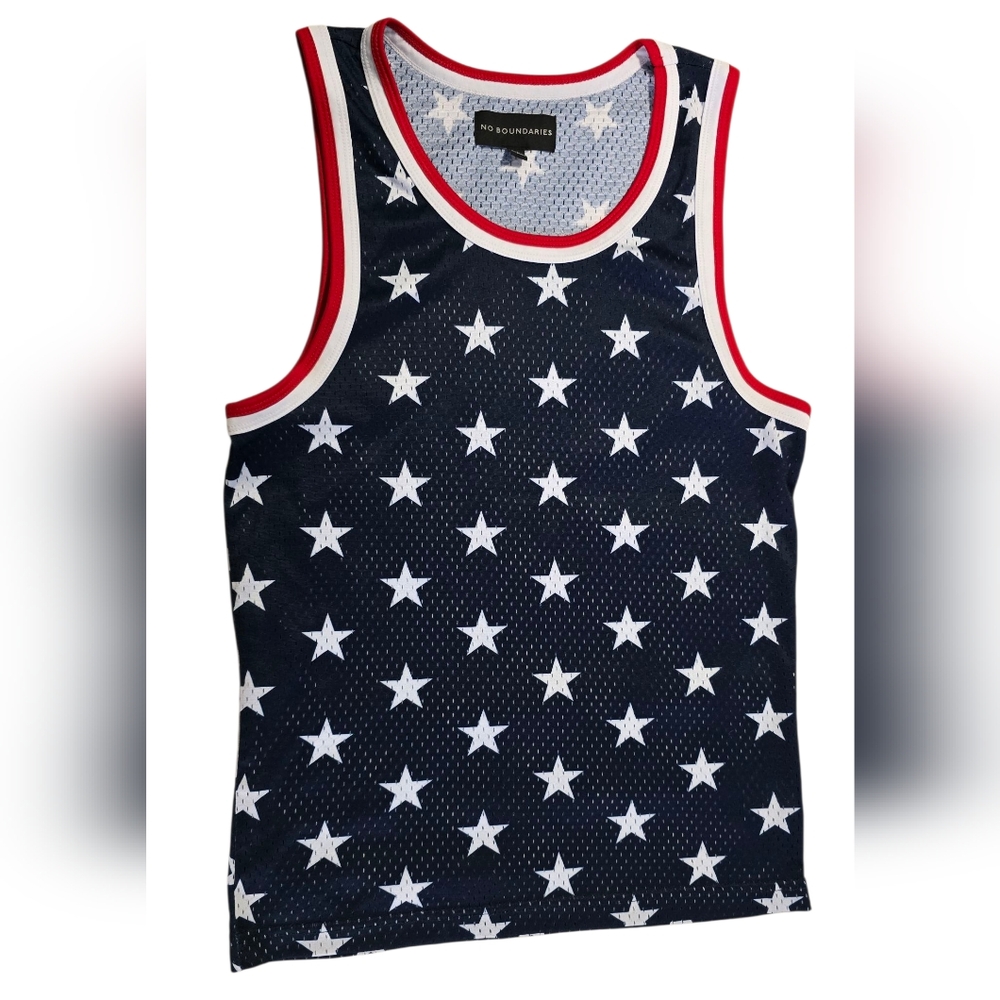 No Boundaries Black and White Star Tank Top